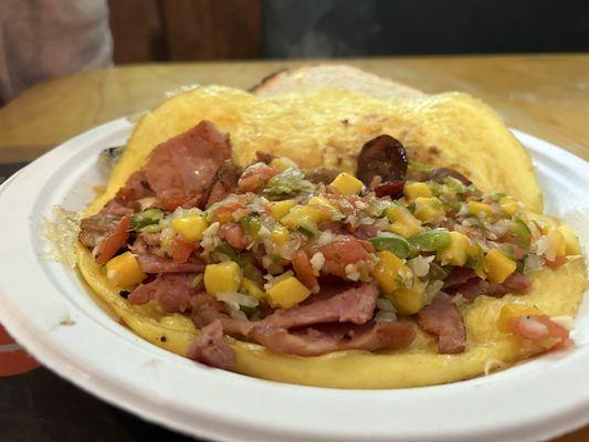 Omelette with mango salsa