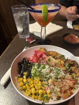 Mexican Street Corn Bowl and margarita