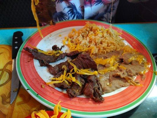 Carne Asada rice and beans.