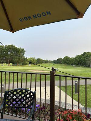 Golf course view from our table