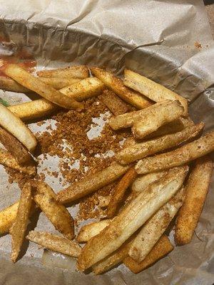 Look at the plate with the fries. Disgusting.