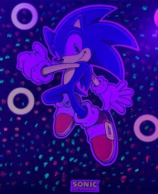 12-16-23 | Sonic painted on one of the walls. I love the way he looks under the black light!