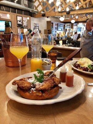 Chicken and waffles + mimosas = the perfect Sunday brunch