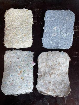 Handmade paper from the papermaking class!