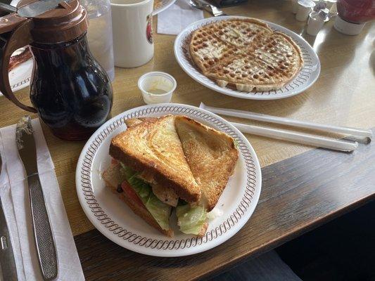 Chicken Sandwich on Texas Toast and Classic Waffle