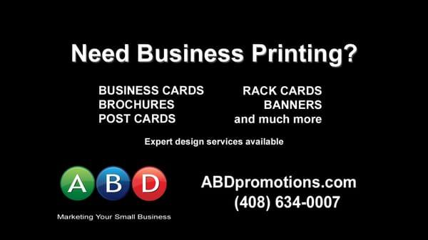 Need Business Printing?  We can help with business cards, postcards, flyers, rack cards, banners, brochures, and much more.