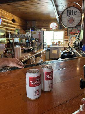 Old Milwaukee chaser served with the loaded Bloody Mary