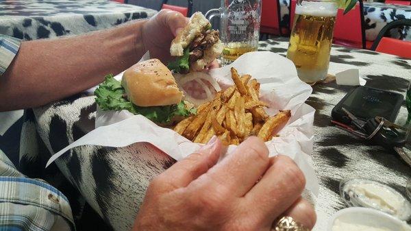 Burger basket with real fries.