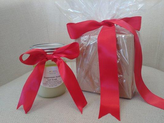 Hand-Mixed Scrubs for $15! Gift wrapped ready for the perfect gift!