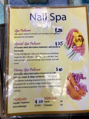 Pedicure menu pg1