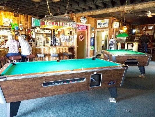 Pool tables located in the front seating area.