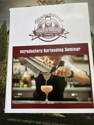 This is the manual our students receive for the bartending class.