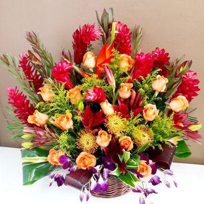 Bright tropical mix by West Hollywood Florist