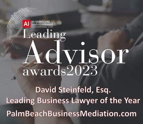 Business and real estate mediator David Steinfeld named Leading Business Lawyer of the Year 2023 https://www.PalmBeachBusinessMediation.com