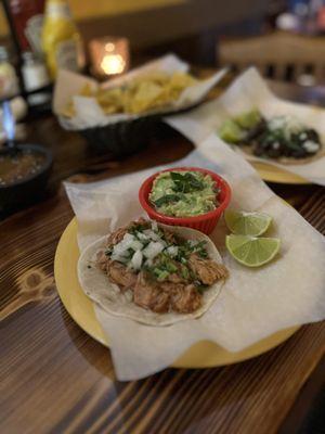 Chicken and steak tacos