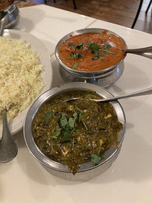 Saag Paneer Special and Butter Chicken Special