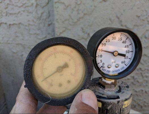 Replaced pressure gauge