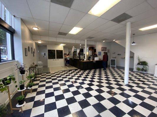 Sleek interior of their new shop