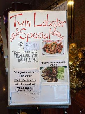 Twin Lobster Special