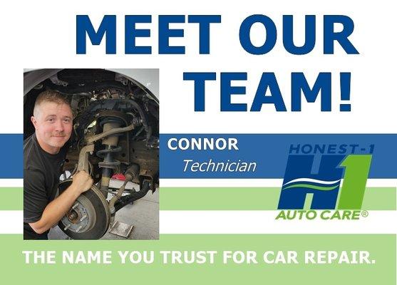 Meet Connor, our diesel, HEV, and electrical diag expert! With top-notch skills, he keeps your vehicle running its best.