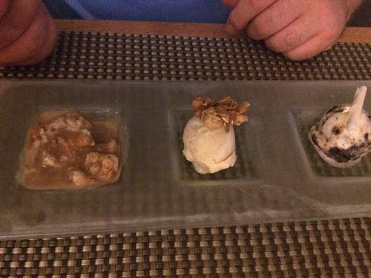 Trio of their homemade ice creams