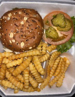 Chopped Rib sandwich and fries.