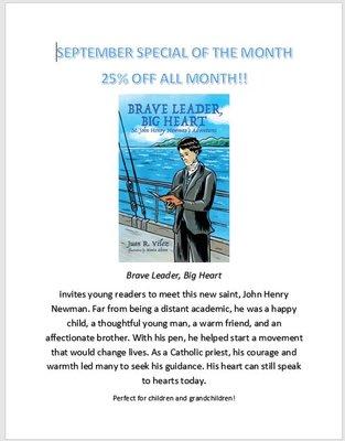 Our September Special of the Month is "Brave Leader, Big Heart" By Fr Juan Velez. 25% off all month!!