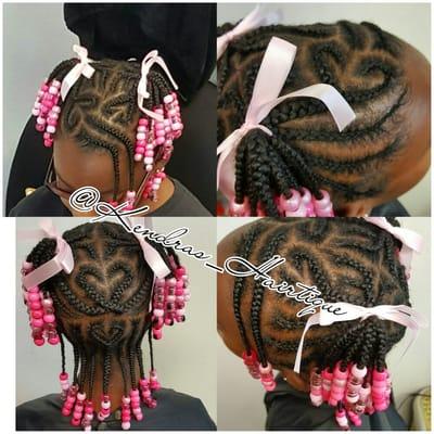 Kids braided style with heart braids