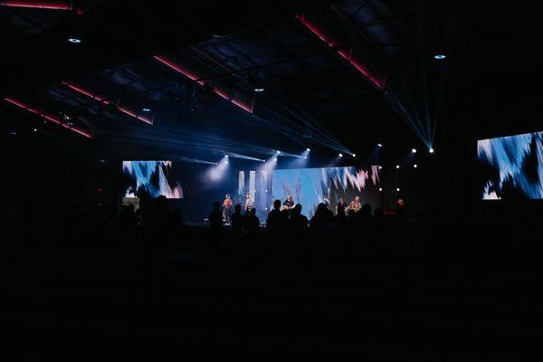 Sanctuary interior during a gathering.