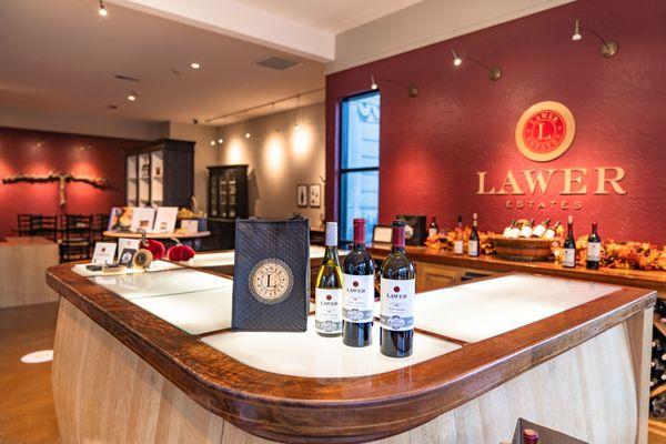 The Tasting Room bar. The indoor space also offers table seating. An outdoor patio also welcomes guests.