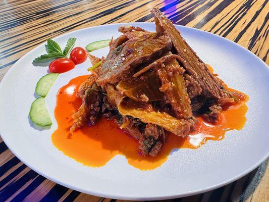 Beef tendon in chili oil