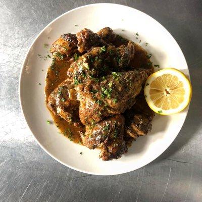 Smothered Chicken
 citrus, garlic, thyme, serrano