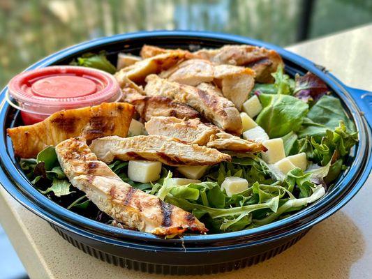 Chicken Salad - grilled chicken, mixed greens, white tuscan bean, dried apricot, beehive cheddar, toasted almond, raspberry vinaigrette