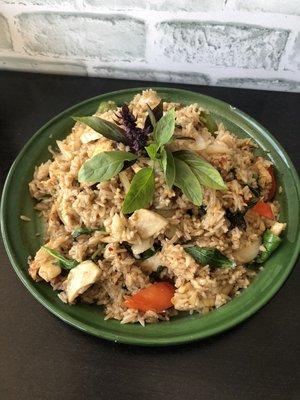 Spicy basil Fried rice chicken