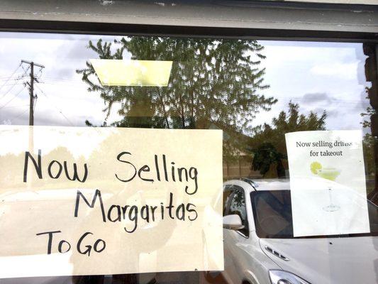 Sign: "Now Selling Margaritas To Go"