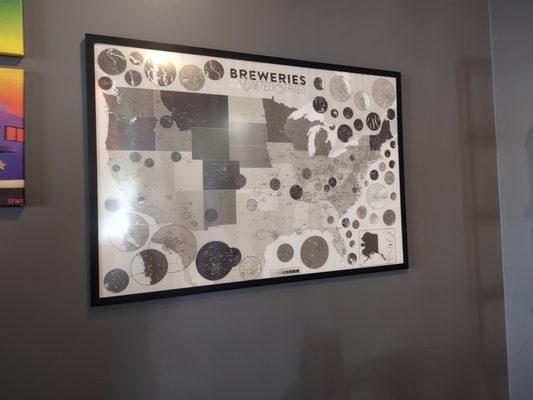 a US brewery map