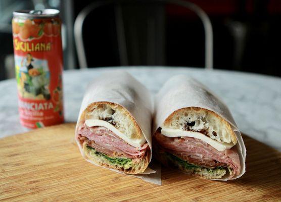 3. Emilia Romagnia Panini  with Salami added + aranciata soda = $20