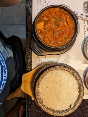 Kimchi stew and a LOT of rice