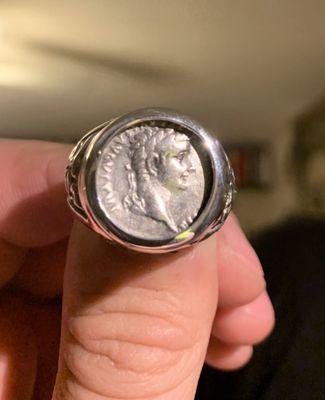 Tribute Penny in ring - Tiberius Caesar