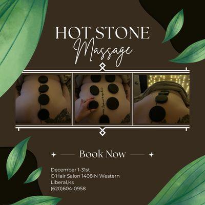 Free hot stone addition the whole month of December! Call to book