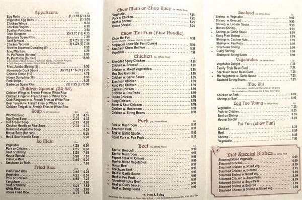 Yang Yang kitchen Nashua NH Menu Page 2