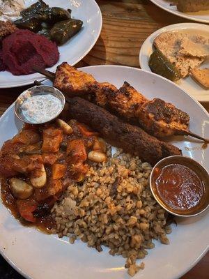 Chicken and Lamb Skewers plate