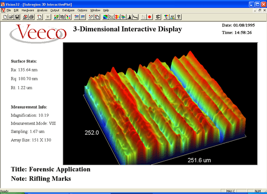 3D Micron Level Measurement of Spent Bullet Tool Mark Striae