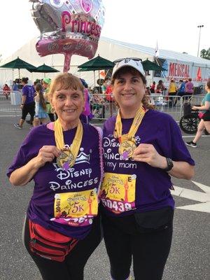 Me and my mom after she finished her first Disney Princess 5k celebrating her 80th birthday.