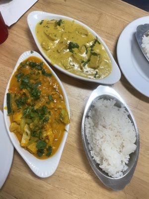 Mixed Vegetable Curry and Yellow curry with tofu