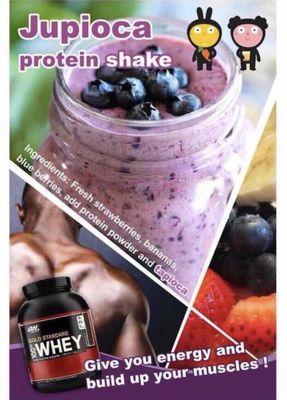 Strawberry, Blueberry, Banana with Whey Isolate  Protein Shake.