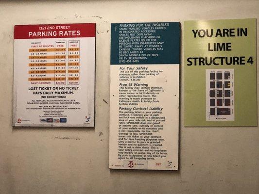 Parking Rates at the parking structure.