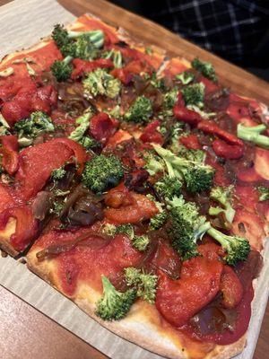 Broccoli, Caramelized Onions, Roasted Red Peppers