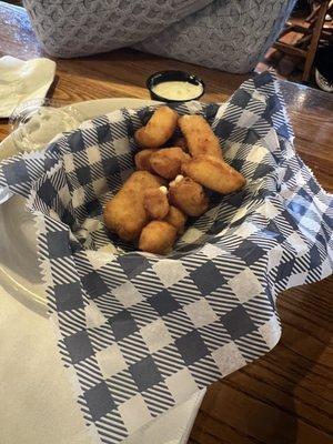 Fried White Cheddar Cheese Bites (fried cheese curds)