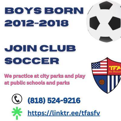 Soccer club plays at LA schools.  Affordable and an excellent choice for youth soccer.